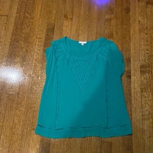 Large blue-green blouse from Skies Are Blue.